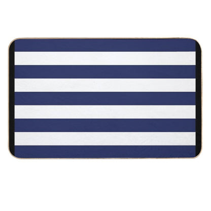 Navy Blue And White Stripes  High-Traffic Bath Mat