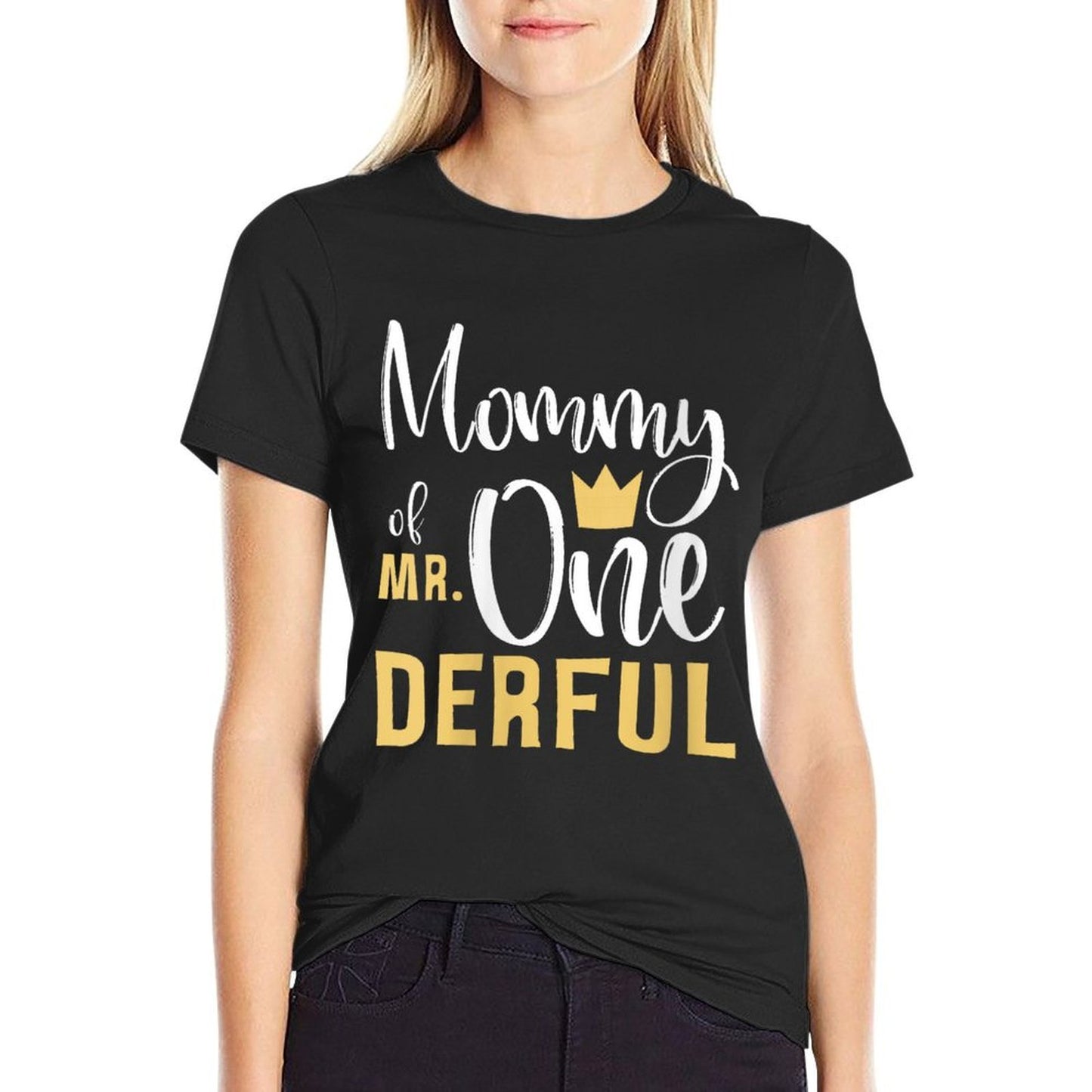 Womens Mommy of Mr Onederful 1st Birthday First One-Derful Matching Comfortable T-Shirt