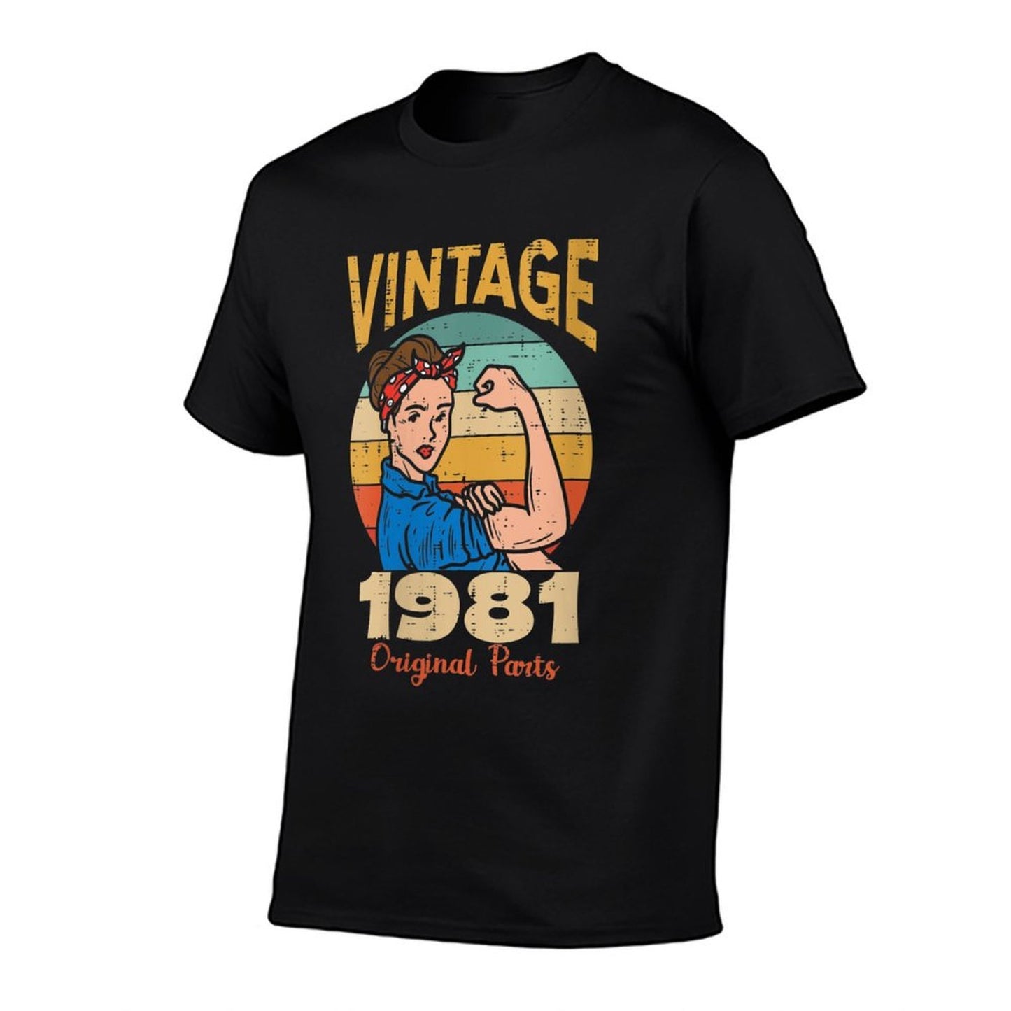 Womens Vintage 1981 Rosie Riveter 40th Birthday Gift For Women  Rolled Sleeves T-Shirt