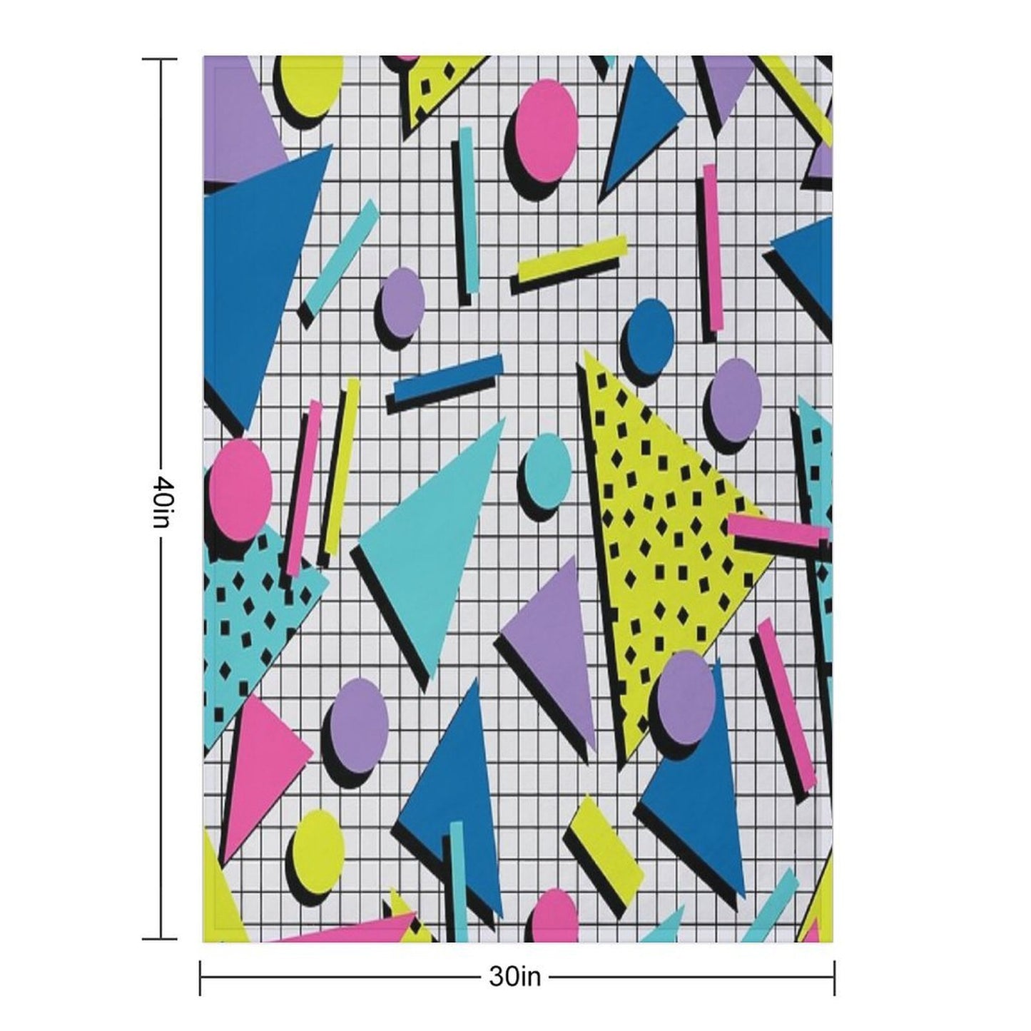 Totally Tubular! Retro 80s Memphis Style Inspired Geometric Print Plush Throw Blanket