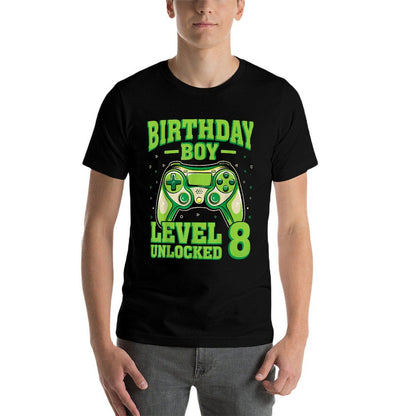 Level 8 Unlocked Video Gamer Gaming Kids 8th Birthday Boy  Odor-resistant T-Shirt