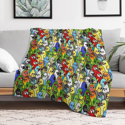 Too Many Birds! Bird Squad 1 Velvety-soft Throw Blanket