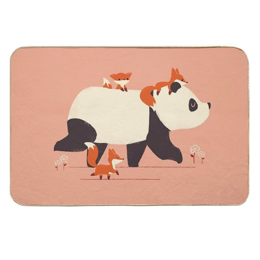 Panda And Foxes  Absorbent Bath Mat