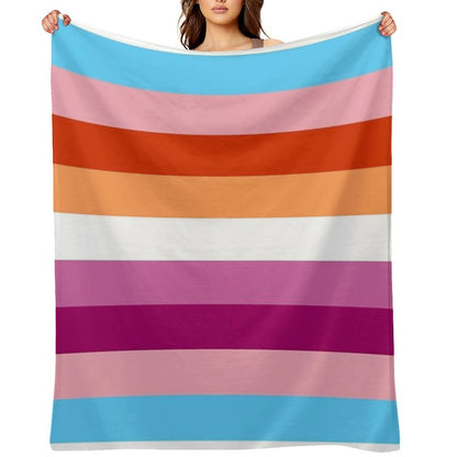 Trans Lesbian Flag Machine-washable Throw Blanket