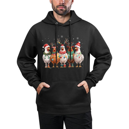 Christmas Lights Chicken Santa Funny Xmas Tree Colorfast Hoodie