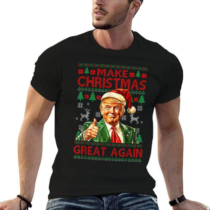 Make Christmas Great Again Xmas Funny Trump Pajamas Ugly  Polyester Blend T-Shirt
