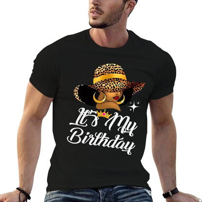 Its My Birthday Tee Women Girl Kids Cute Leopard Hat.  Slim-fit Cut T-Shirt