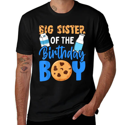 Big Sister of The Birthday Boy Milk And Cookies 1st Birthday  Relaxed-fit T-Shirt
