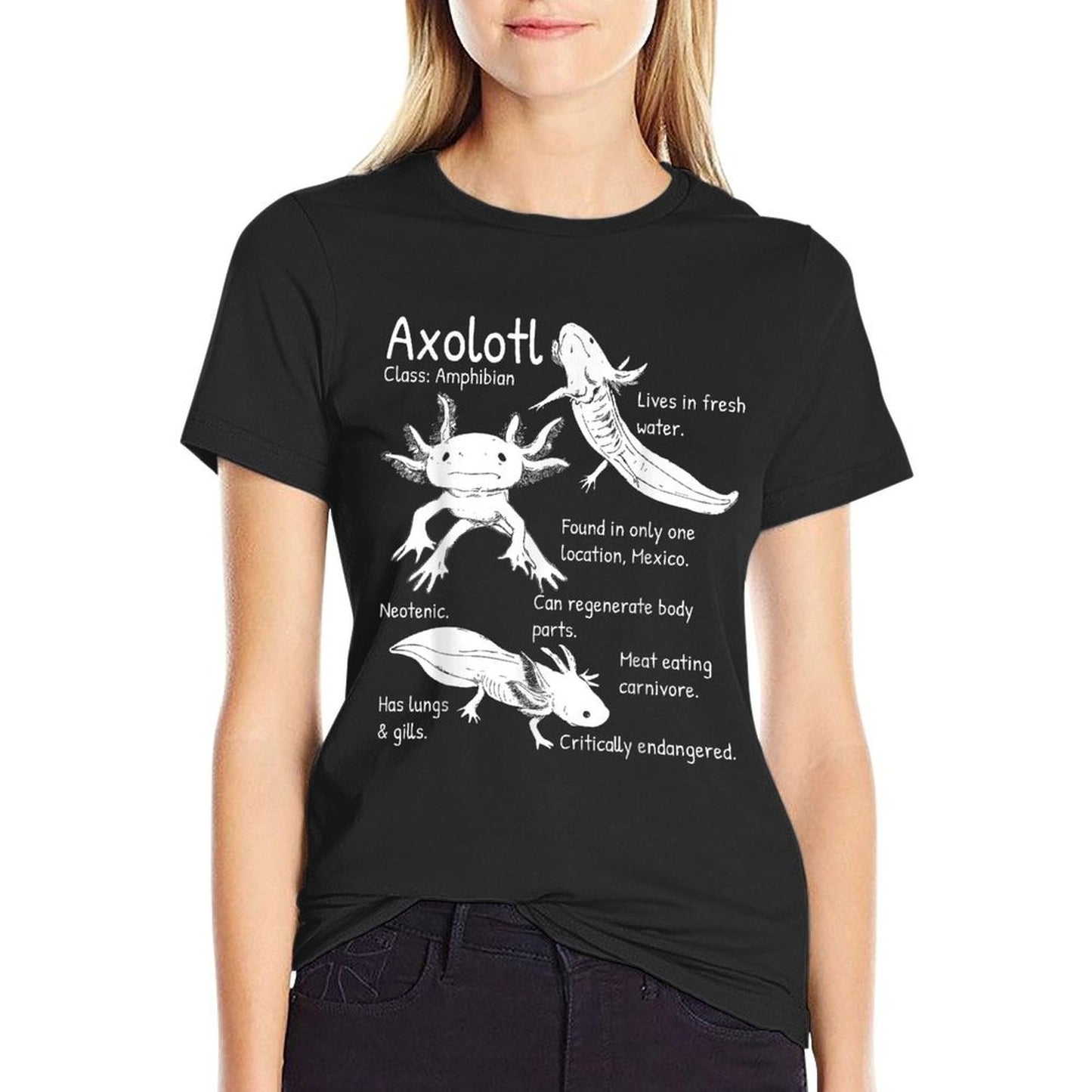 Axolotl Facts Species Types Endangered Animals Illustration  Quick-drying T-Shirt