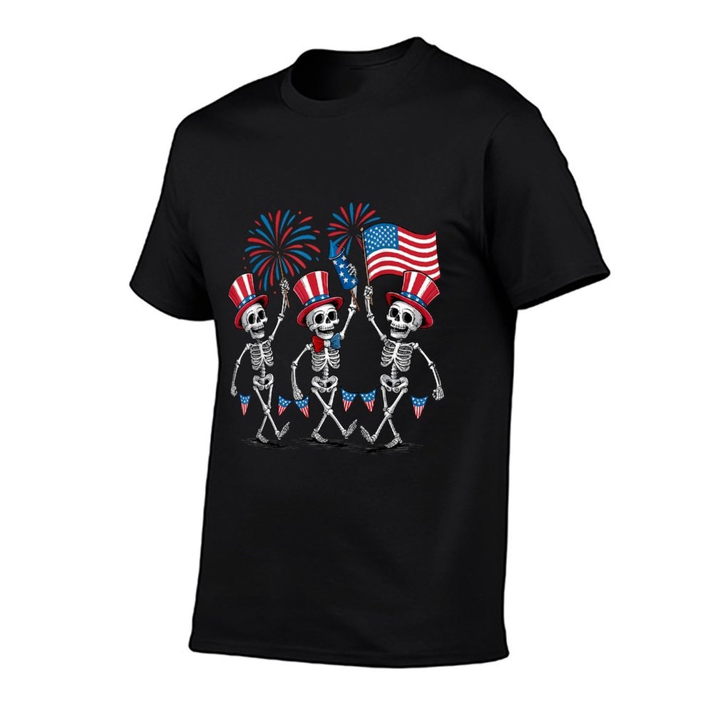 Dancing Skeletons 4th of July Funny Patriotic Men Women Kids  Summer-ready Fabric T-Shirt