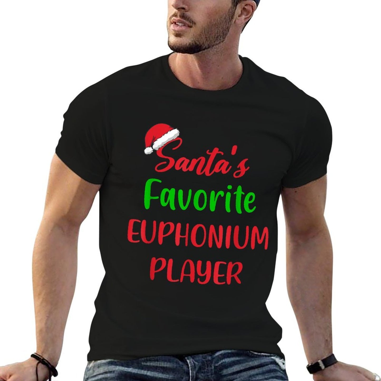 Santas Favorite Euphonium Player Gift Euphonium Christmas  Polyester Blend T-Shirt