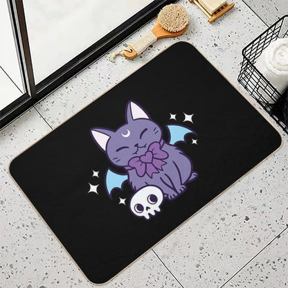 Bat Kitten  Black  Nikury Durable Bath Mat