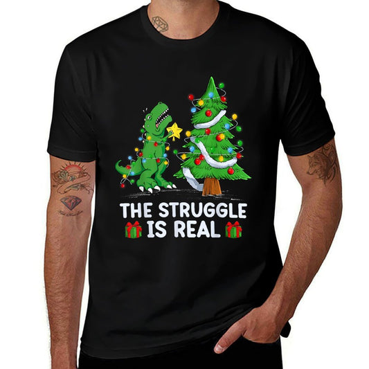 Struggle Is Real Dinosaur T-Rex Dino Christmas Tree  Breathable T-Shirt