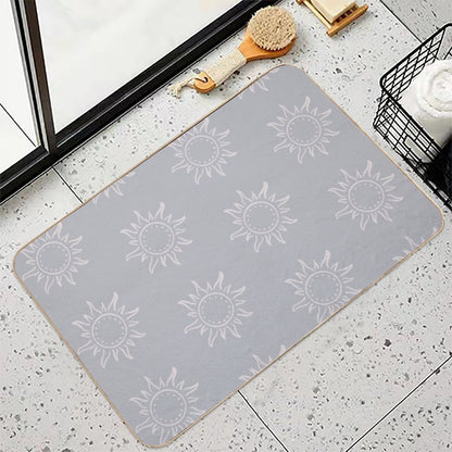Cute Boho Sun Pattern Bohemian Aesthetic In Muted Colors Stone Blue  Non-Slip Bath Mat