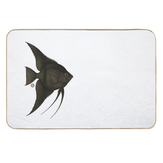 Black Angelfish - Vintage Japanese Style - Angel Fish  Anti-Trip Bath Mat