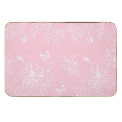 Pink Flowers Pattern, Floral, Pattern, Minimalist, Modern  Long-Lasting Bath Mat