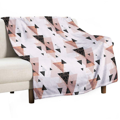 Geometric in Blush And Rose Gold Premium Throw Blanket