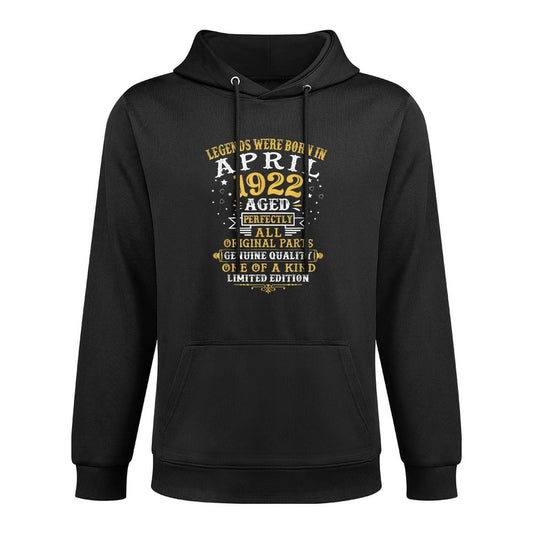 Legends Were Born In April 1922 100 Years Old 100th Birthday Medium-Weight Fabric Hoodie