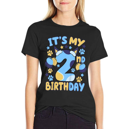 Kids 2nd Birthday Boy Girl Dog Theme Party Two 2 Year Old Bday  Relaxed-fit T-Shirt