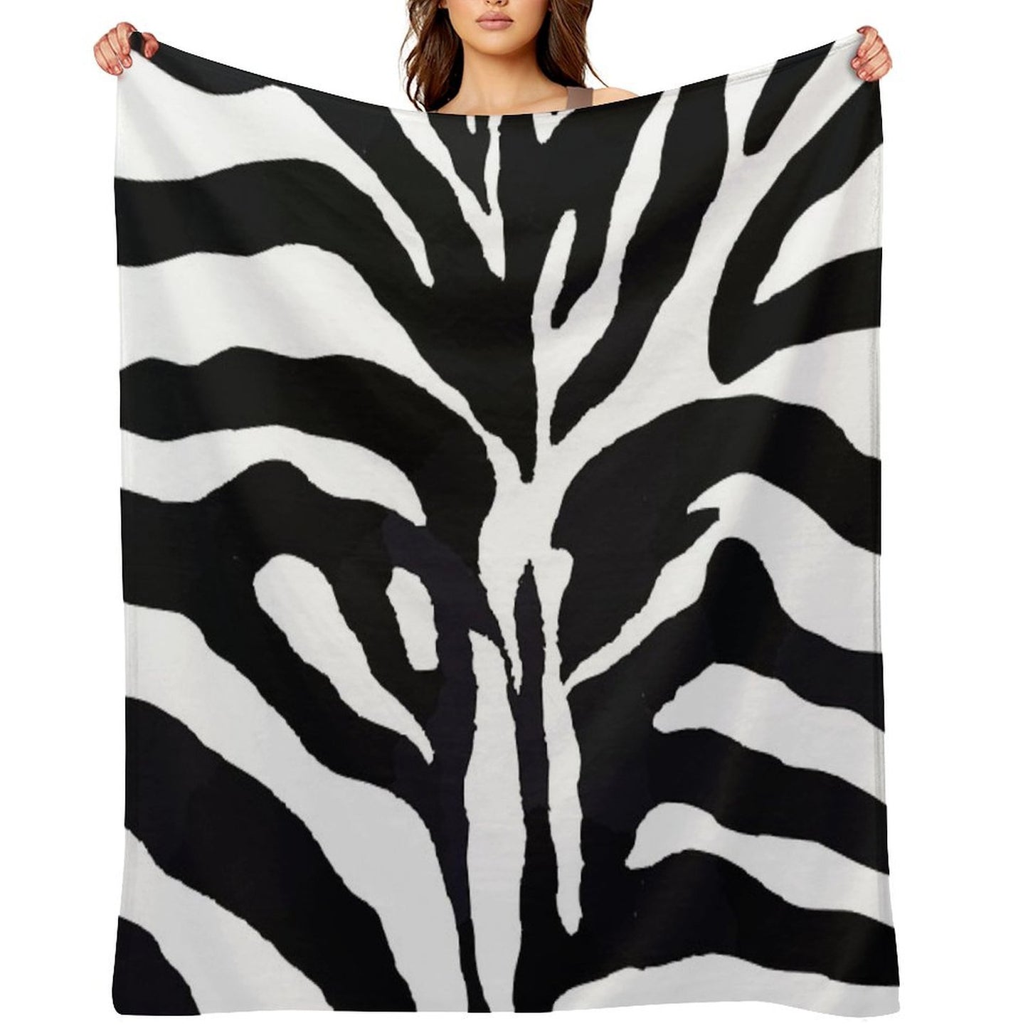 Zebra-pattern-design Travel-friendly Throw Blanket