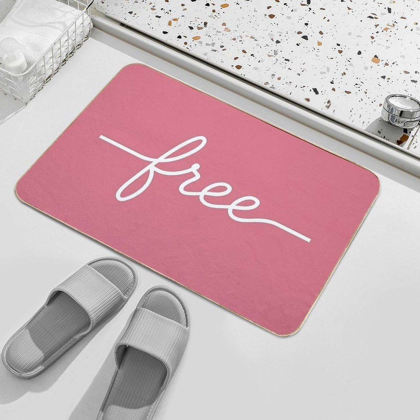 Line Shaped Into The Word Free  Repositionable Bath Mat