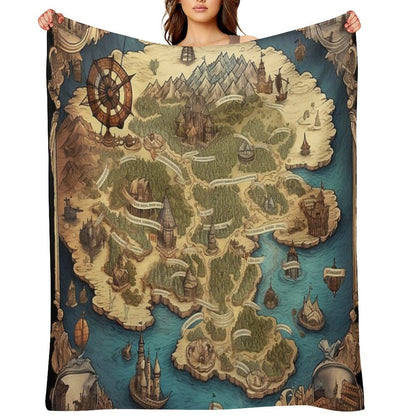 Dnd Fantasy Map Versatility Throw Blanket