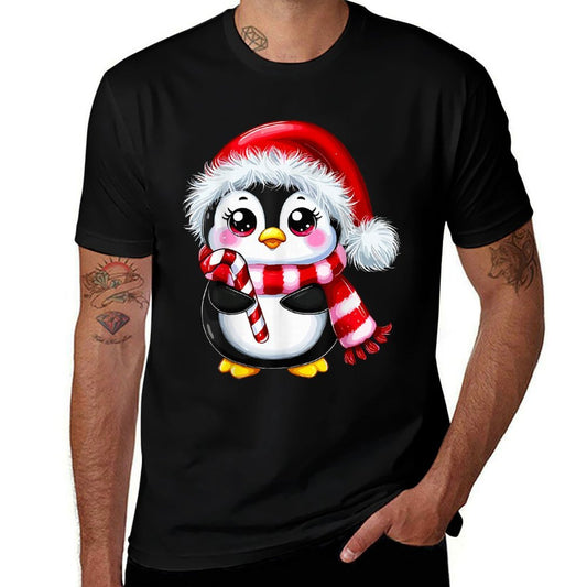 Penguin Christmas Lover Unisex-Adult Black Small Modern Casual Cartoon Christmas Winter Pull On 1 Count 0 Pockets Lightweight Un Comfortable T-Shirt