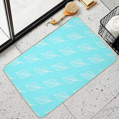 Leaf White Minimalist  Stain-Proof Bath Mat