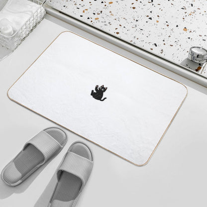 Waving Black Cat – Friendly Paw Sticker  Pet-Safe Bath Mat