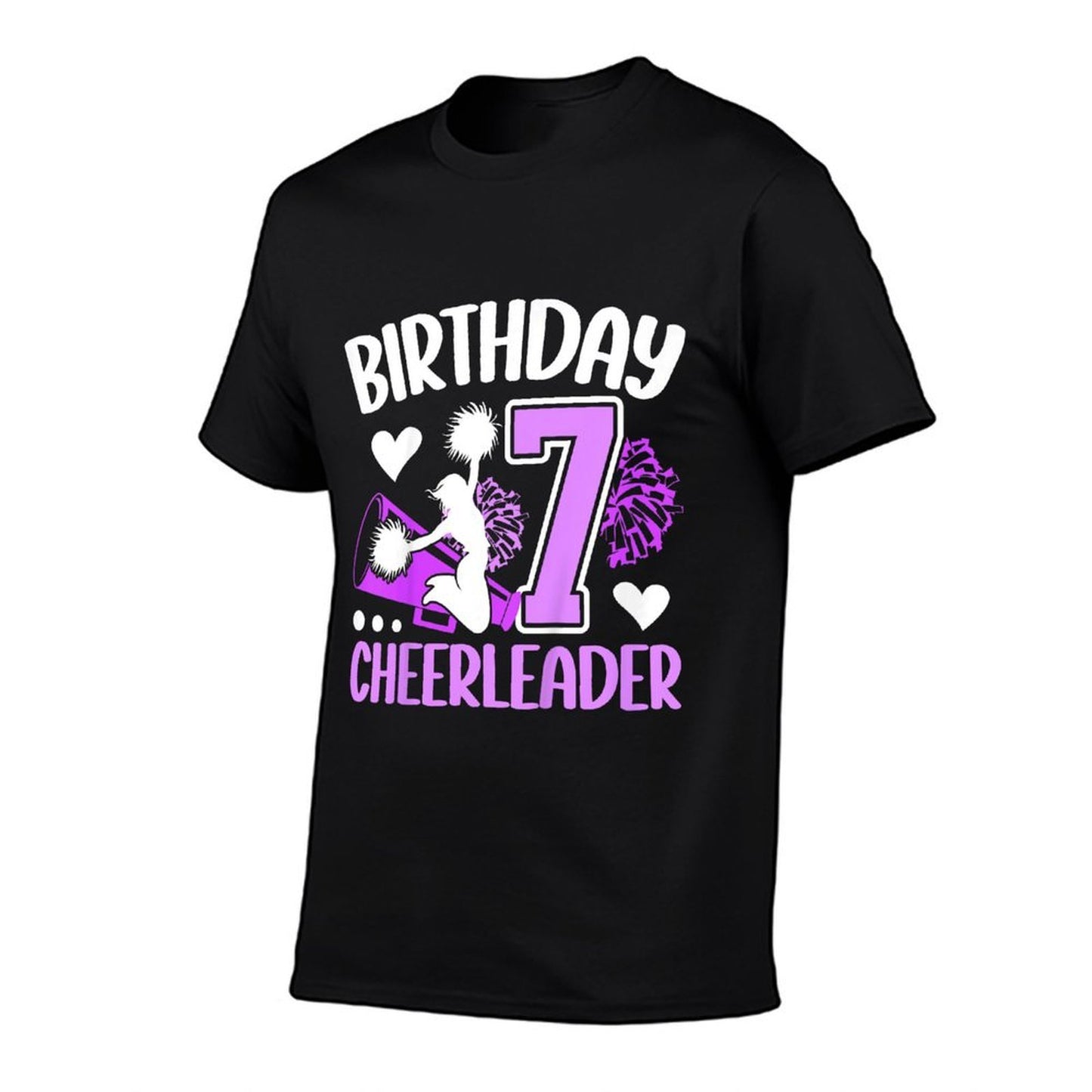 Kids 7th Cheer Birthday Party Seven Year Old Cheer Girl  Tagless Design T-Shirt