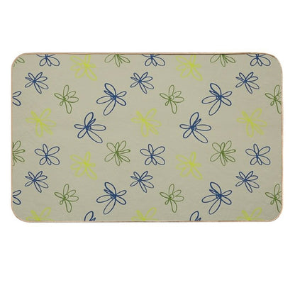 Daisy Whispers - Minimalist Leaf Pattern  Pet-Safe Bath Mat