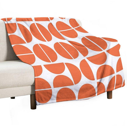 Mid-Century Modern Geometric Orange All-season Throw Blanket