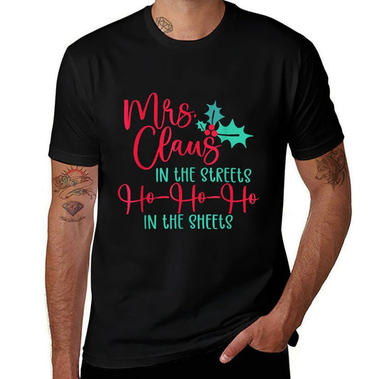 Mrs Claus In The Streets Funny Christmas  Polyester Blend T-Shirt