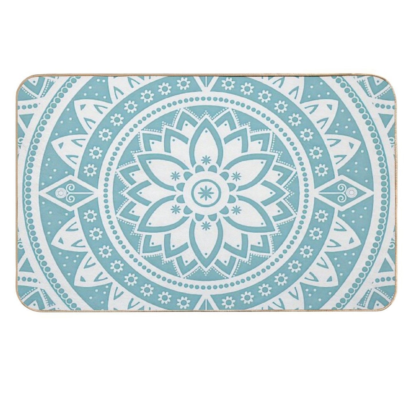 Blue Circular Relaxing Mandala  Easy Maintenance Bath Mat