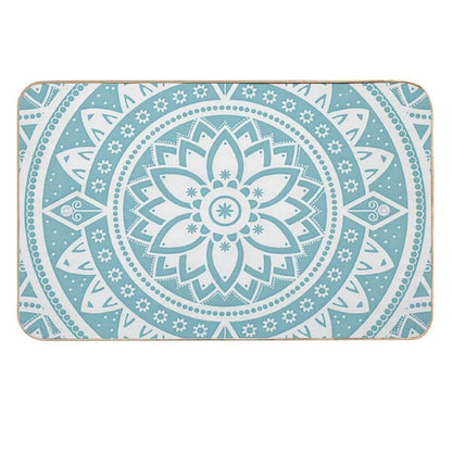 Blue Circular Relaxing Mandala  Easy Maintenance Bath Mat