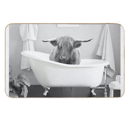 Highland Cow in Bathtub  Dirt-Trapping Bath Mat