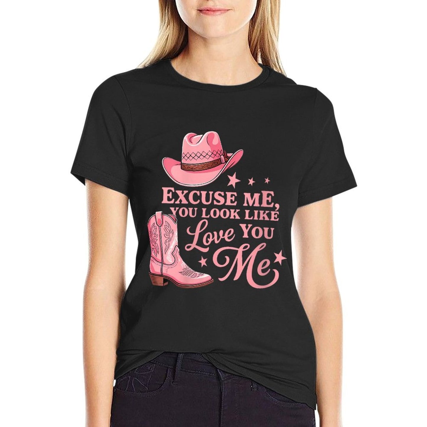 Womens Funny Excuse Me You Look Like You Love Me Funny Boots Memes  Relaxed-fit T-Shirt
