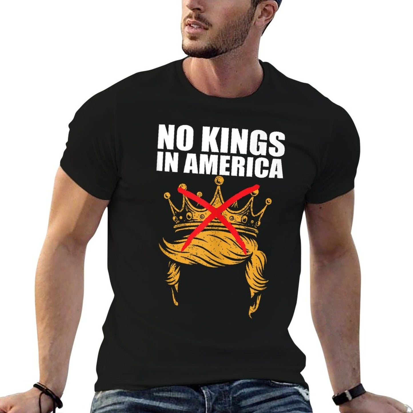 No Kings In America Anti ICE Patriotic Activist Protest Dem  Fade-proof Color T-Shirt