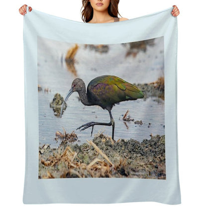 Glossy Ibis Shrink-resistant Throw Blanket
