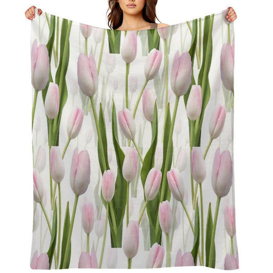 Pinky Tulips Shrink-resistant Throw Blanket