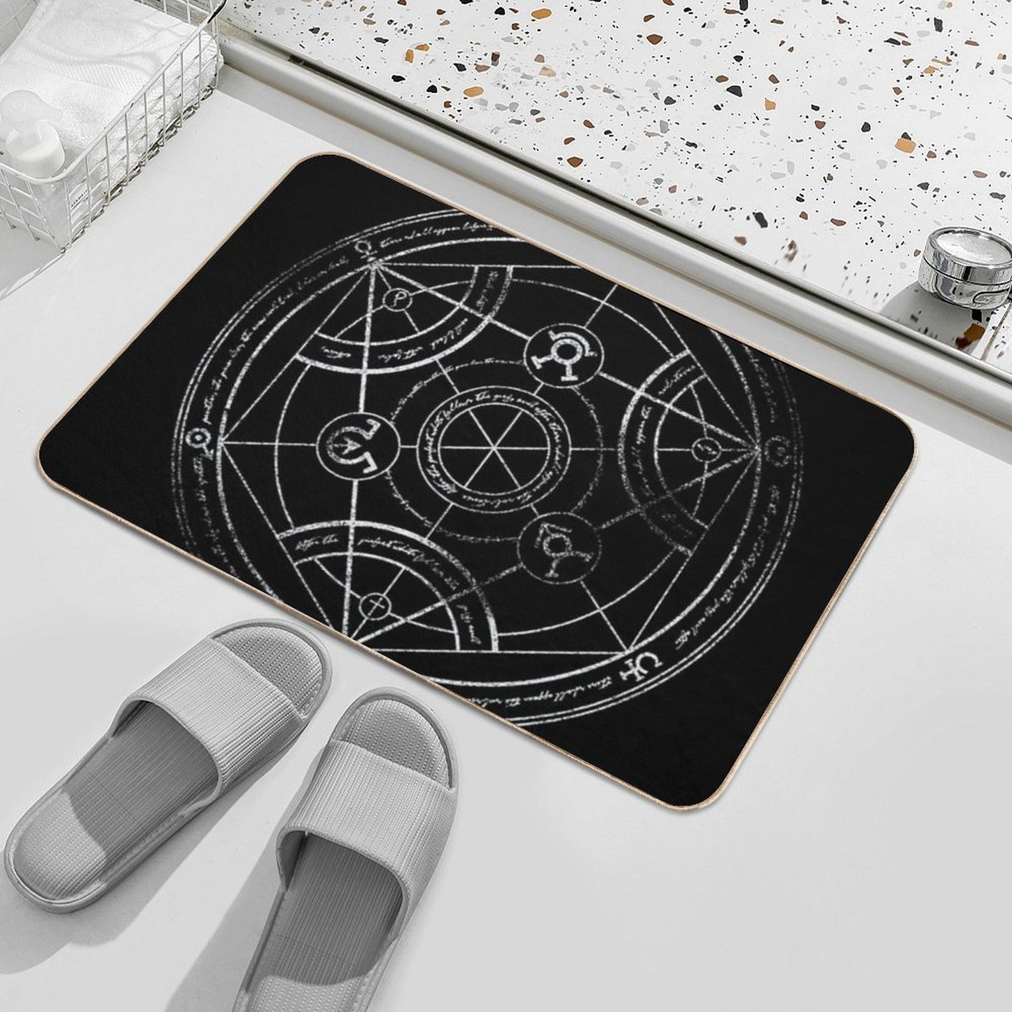 Human Transmutation Circle - Chalk  Stain-Proof Bath Mat