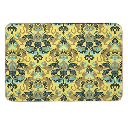 Yellow Damask Cats  Dirt-Trapping Bath Mat