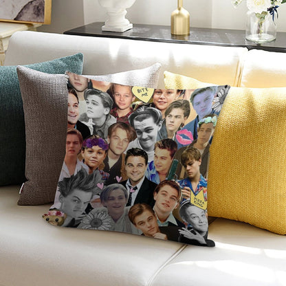Leonardo DiCaprio Collage Soft Home Decor Throw Pillow
