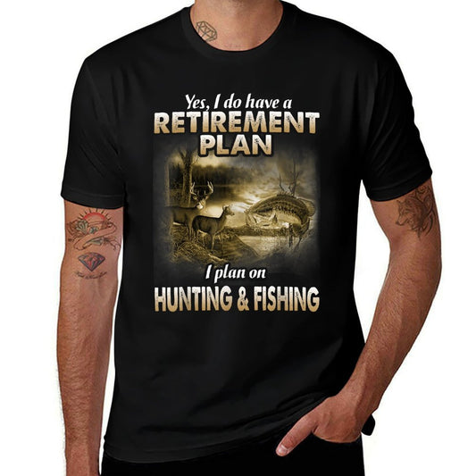 My Retirement Plan Hunting Fishing Hunters Grandpa Fun Gift  Trendy Pattern T-Shirt