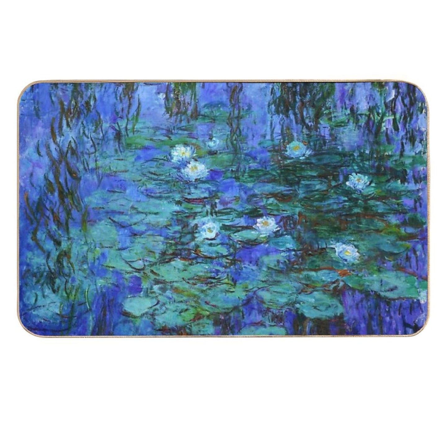 Claude Monet Water Lilies - Blue Water Lilies  Stain-Proof Bath Mat