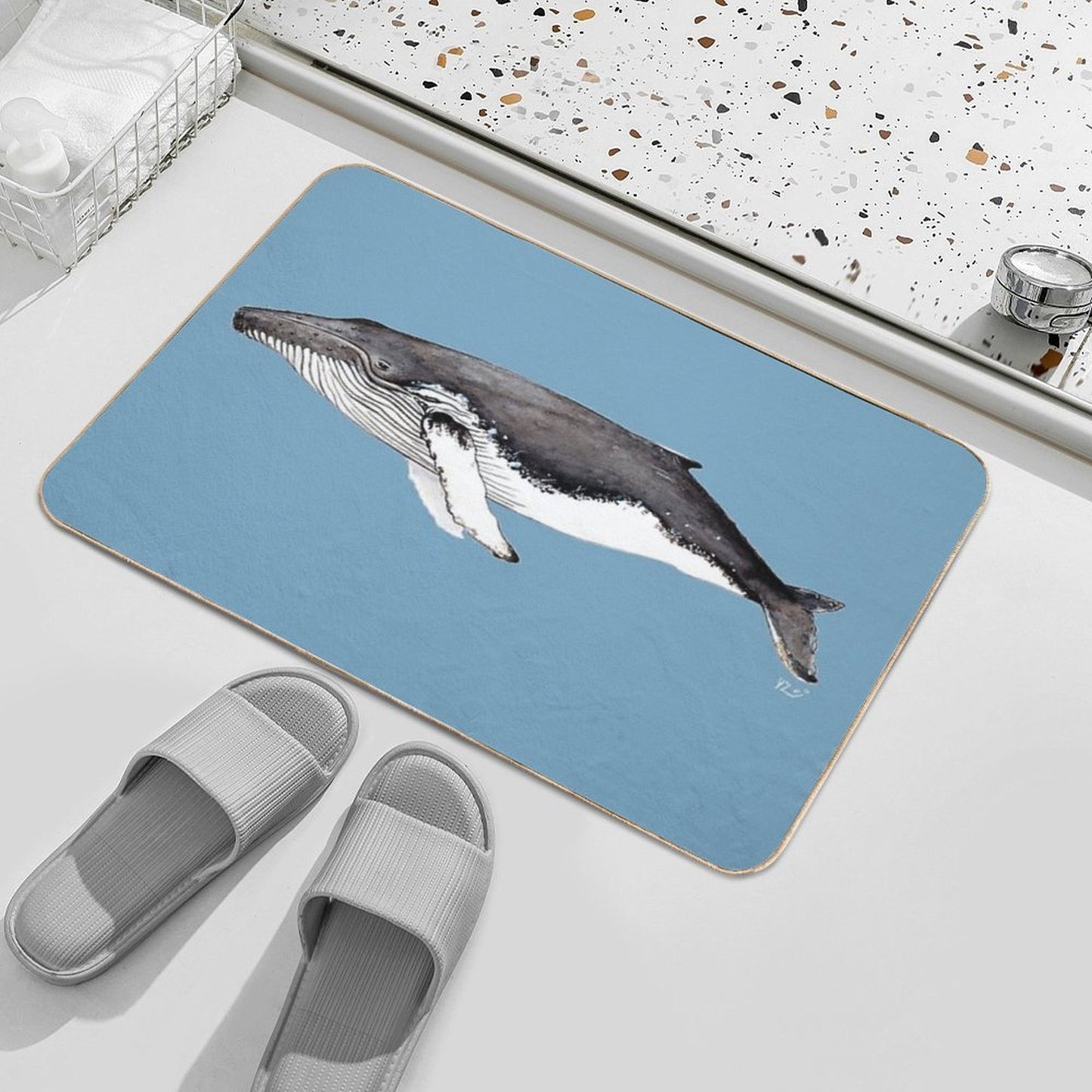 Humpback Whale  Easy Maintenance Bath Mat