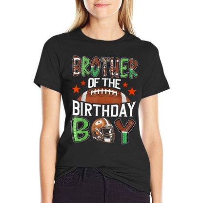 Brother Of The Birthday Boy Game Day Football  Rolled Sleeves T-Shirt