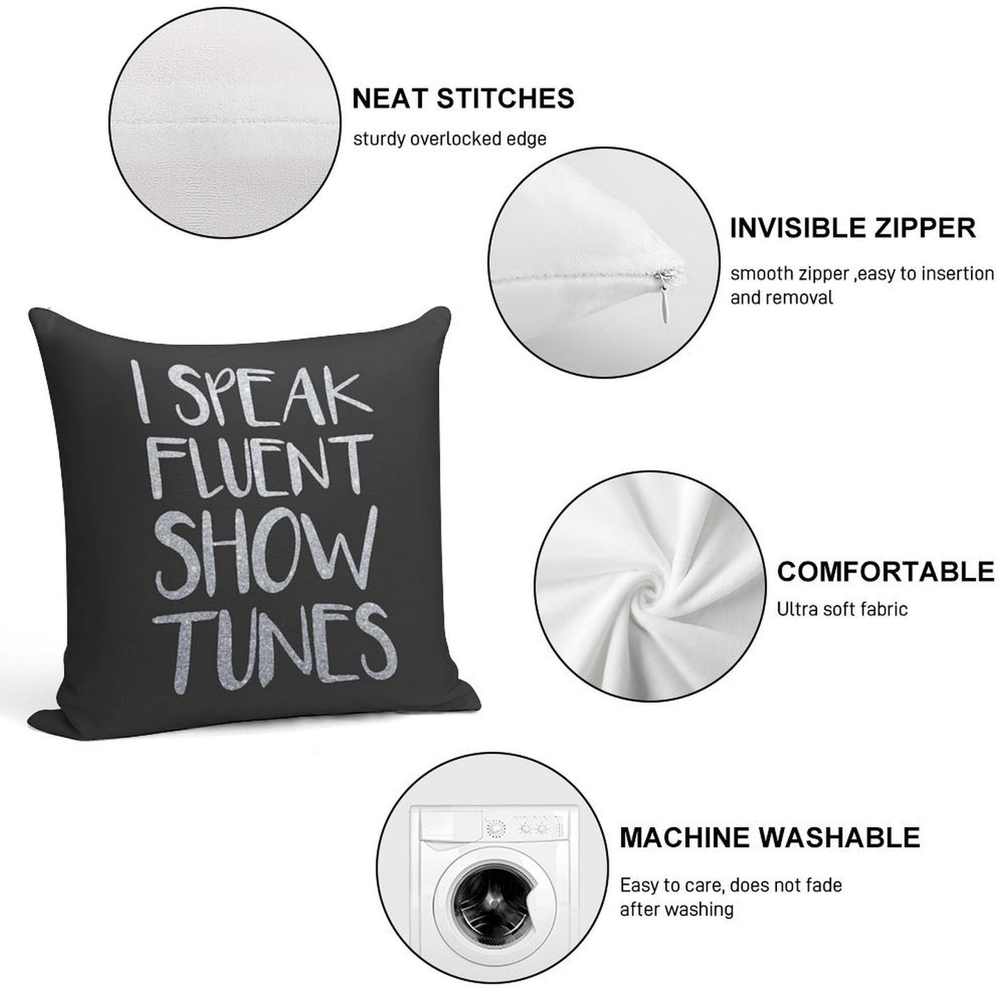 I Speak Fluent Showtunes Soft Ultra-Soft Texture Throw Pillow