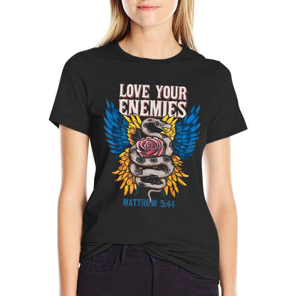 Love Your Enemies Matthew 544 Faith Christian Angel Wings  Versatile T-Shirt