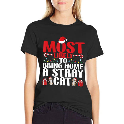 To Bring Home A Stray Cat Christmas Funny Xmas Holiday  Eco-friendly Material T-Shirt